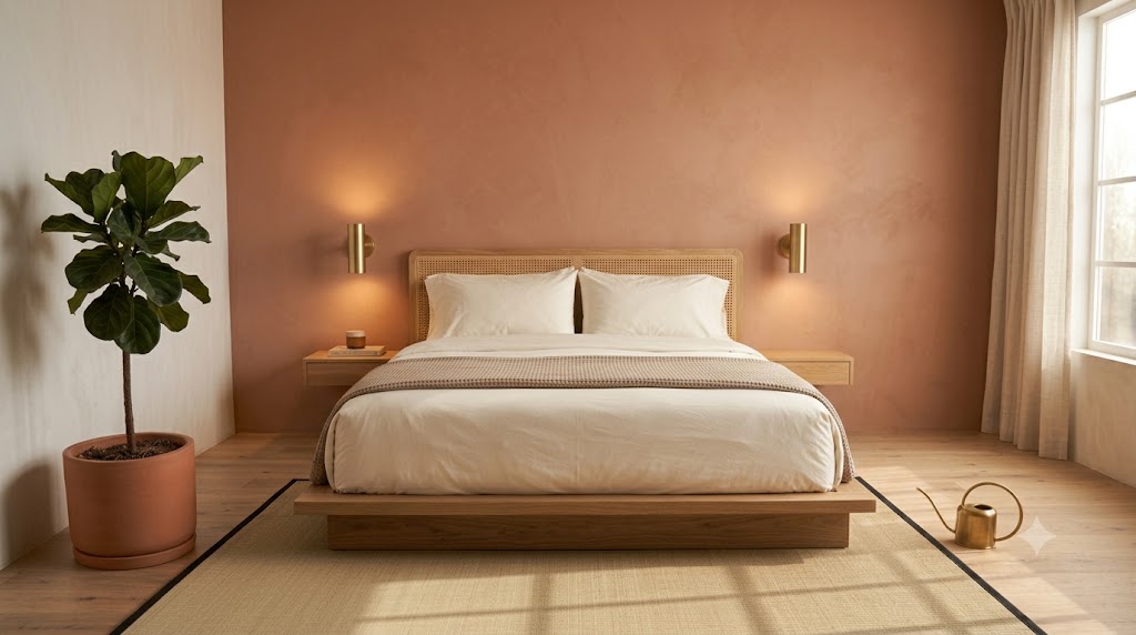 Terracotta Clay Accent Walls & Muted Earth Tones